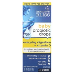 Thực phẩm chức năng Mommy's Bliss Baby Probiotic Drops + Vitamin D New Born+ 400 IU 0.34 fl oz (10 ml) 679234055638