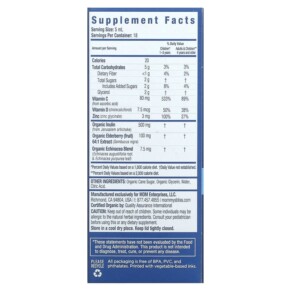 Thành phần vi chất của Mommy's Bliss Kids 1-12 Yrs Organic Elderberry Syrup + Immunity Boost 3 fl oz (90 ml) 679234071584