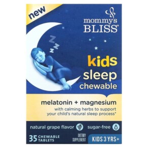Thực phẩm chức năng Mommy's Bliss Kids Sleep Chewable Melatonin + Magnesium Kids 3 Yrs+ Natural Grape 35 Chewable Tablets 679234071843
