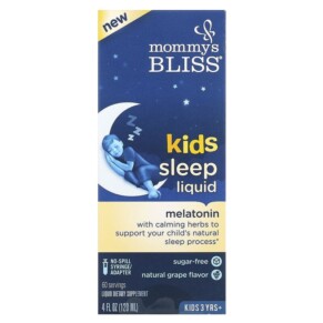 Thực phẩm chức năng Mommy's Bliss Kids Sleep Liquid Melatonin Kids 3 Yrs + Natural Grape 4 fl oz (120 ml) 679234071836