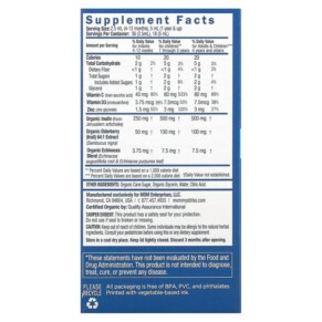 Thành phần vi chất của Mommy's Bliss Organic Baby Elderberry Drops Age 4 Months+ 3 fl oz (90 ml) 679234051425