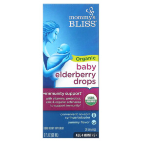 Thực phẩm chức năng Mommy's Bliss Organic Baby Elderberry Drops Age 4 Months+ 3 fl oz (90 ml) 679234051425