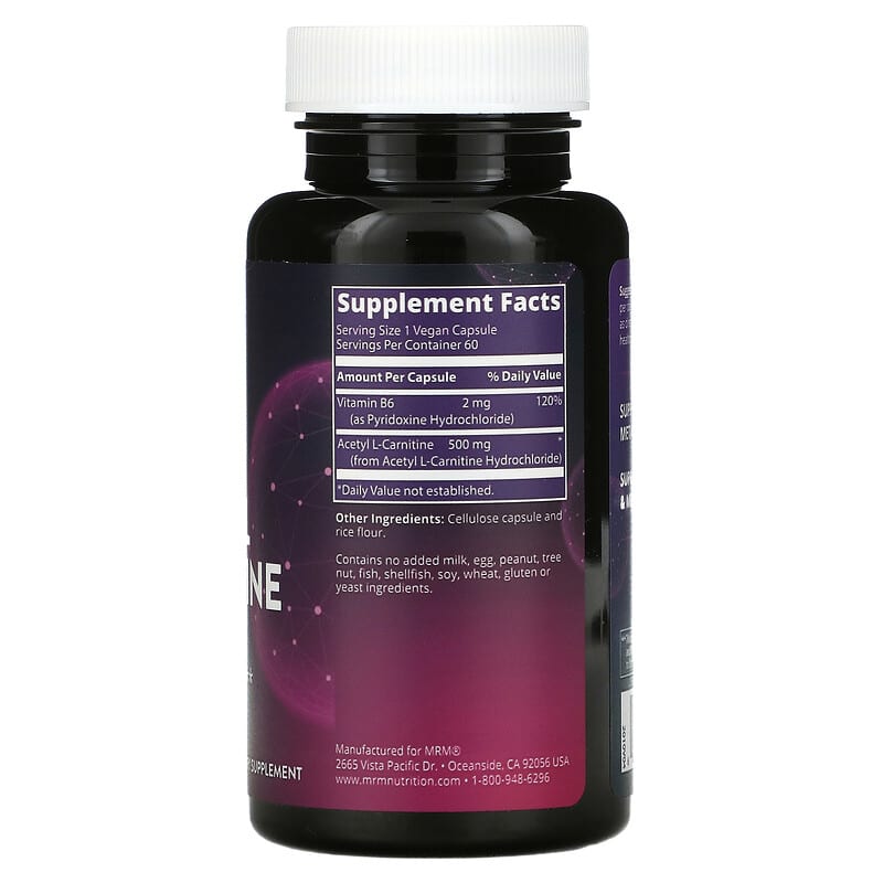 MRM Nutrition Acetyl L-Carnitine 60 Vegan Capsules 2 Thành phần vi chất của MRM Nutrition Acetyl L-Carnitine 60 Vegan Capsules 609492850034