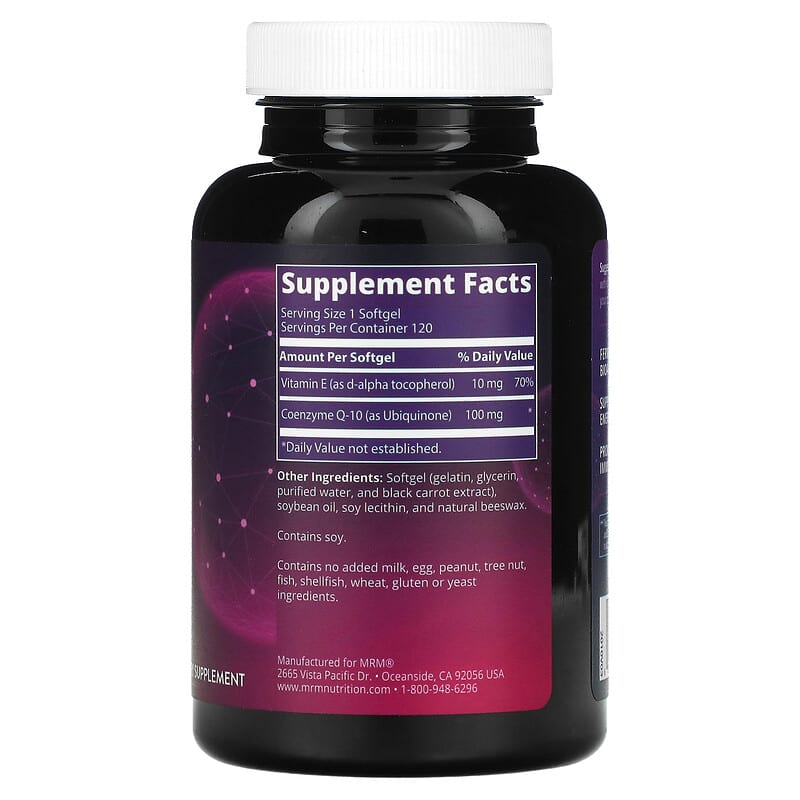 MRM Nutrition CoQ-10 100 mg 120 Softgels 2 Thành phần vi chất của MRM Nutrition CoQ-10 100 mg 120 Softgels 609492550163
