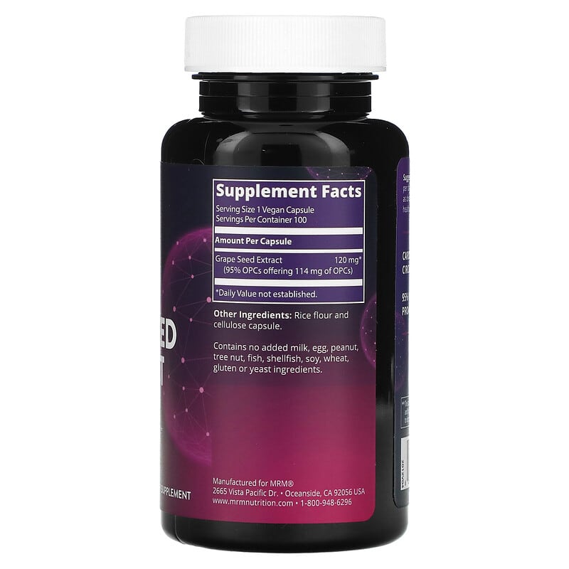 MRM Nutrition Grape Seed Extract 100 Vegan Capsules 2 Thành phần vi chất của MRM Nutrition Grape Seed Extract 100 Vegan Capsules 609492580016