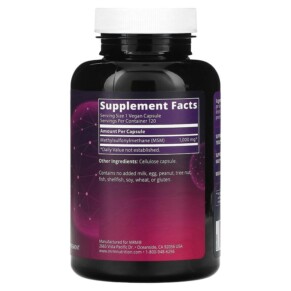 Thành phần vi chất của MRM Nutrition MSM 1.000 mg 120 Vegan Capsules 609492220059