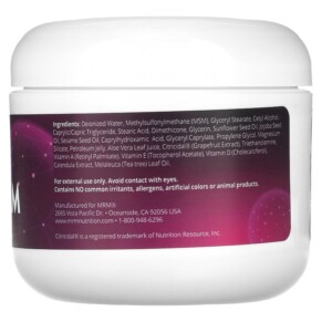 Thành phần vi chất của MRM Nutrition MSM Cream 4 oz (113 g) 609492220035