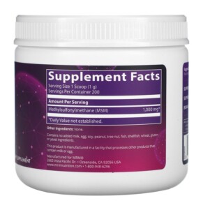 Thành phần vi chất của MRM Nutrition MSM Crystals 1.000 mg 7.05 oz (200 g) 609492220028