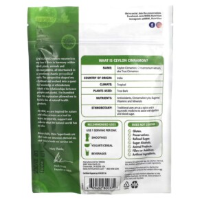 Thành phần vi chất của MRM Nutrition Organic Ceylon Cinnamon Powder 4 oz (113 g) 609492800374