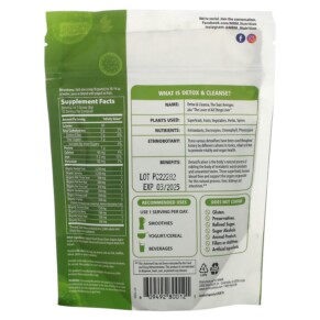 Thành phần vi chất của MRM Nutrition Organic Detox & Cleanse Powder Peach Mango 4.2 oz (120 g) 609492800121