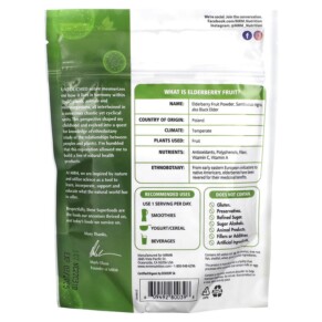 Thành phần vi chất của MRM Nutrition Organic Elderberry Fruit Powder 4 oz (113 g) 609492800398