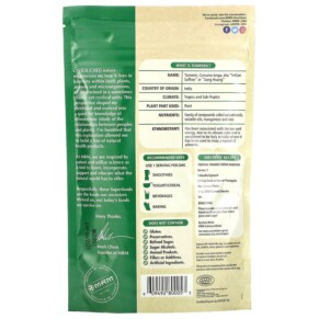 Thành phần vi chất của MRM Nutrition Raw Organic Turmeric Root Powder 6 oz (170 g) 609492800053