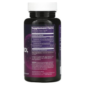 Thành phần vi chất của MRM Nutrition Resveratrol 60 Vegan Capsules 609492850003