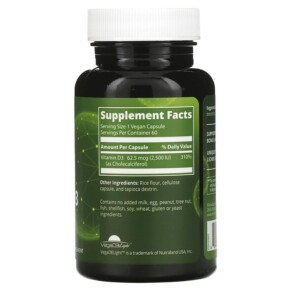 Thành phần vi chất của MRM Nutrition Vegan Vitamin D3 2.500 IU 60 Vegan Capsules 609492231055