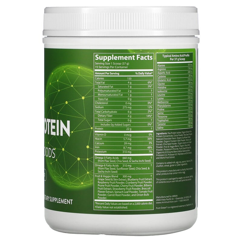 MRM Nutrition Veggie Protein with Superfoods Chocolate 1.26 lb (570 g) 2 Thành phần vi chất của MRM Nutrition Veggie Protein with Superfoods Chocolate 1.26 lb (570 g) 609492722300