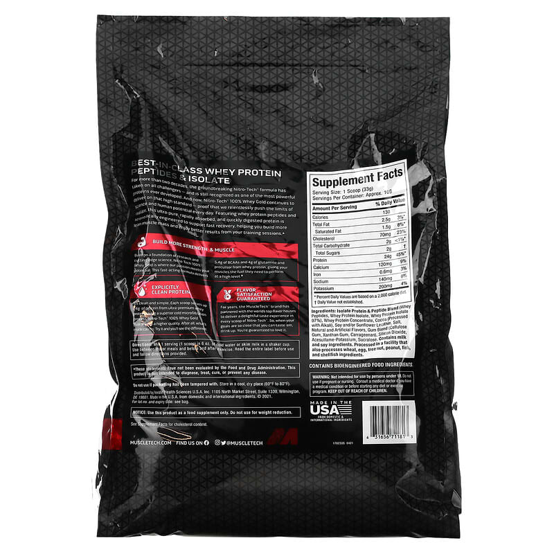 MuscleTech Nitro Tech 100% Whey Gold Double Rich Chocolate 8 lbs (3.63 kg) 2 Thành phần vi chất của MuscleTech Nitro Tech 100% Whey Gold Double Rich Chocolate 8 lbs (3.63 kg) 631656711813