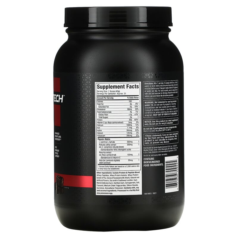 MuscleTech Nitro Tech Ripped Lean Protein + Weight Loss Chocolate Fudge Brownie 2 lbs (907 g) 2 Thành phần vi chất của MuscleTech Nitro Tech Ripped Lean Protein + Weight Loss Chocolate Fudge Brownie 2 lbs (907 g) 631656709445