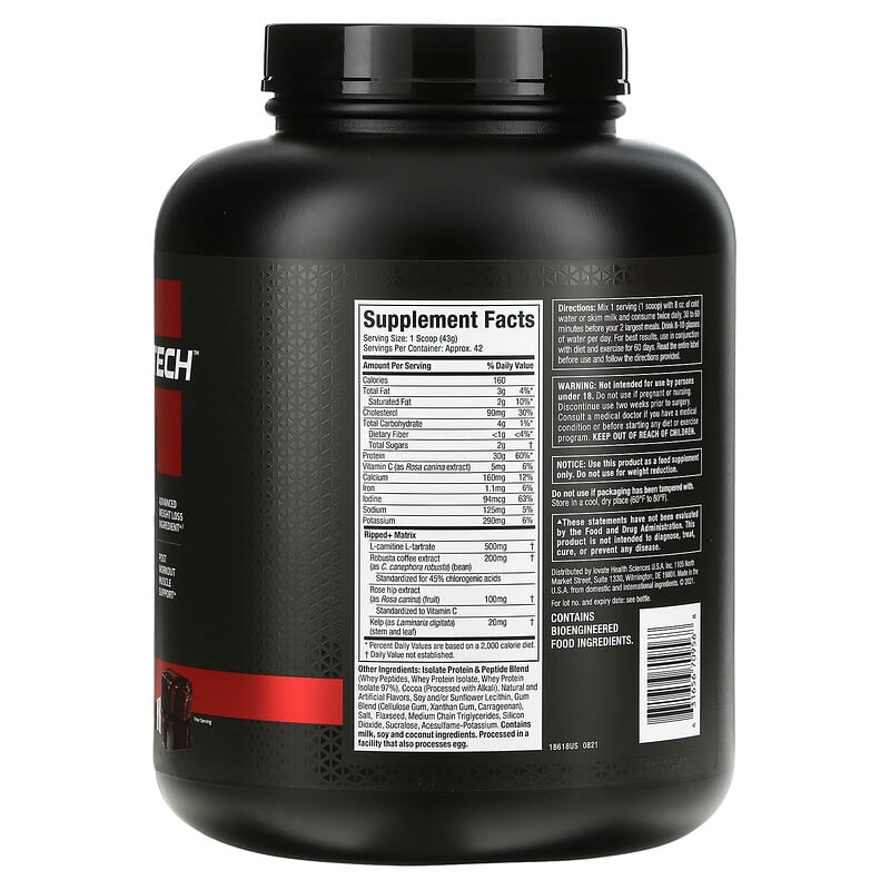 MuscleTech Nitro Tech Ripped Lean Protein + Weight Loss Chocolate Fudge Brownie 4 lbs (1.81 kg) 2 Thành phần vi chất của MuscleTech Nitro Tech Ripped Lean Protein + Weight Loss Chocolate Fudge Brownie 4 lbs (1.81 kg) 631656709568