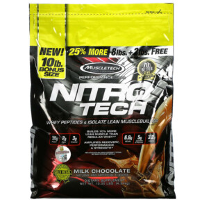 Thực phẩm chức năng MuscleTech Nitro Tech Whey Peptides & Isolate Lean Musclebuilder Milk Chocolate 10 lbs (4.54 kg) 631656709612
