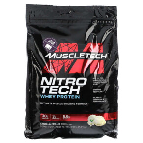 Thực phẩm chức năng MuscleTech Performance Series Nitro Tech Whey Peptides & Isolate Lean Musclebuilder Vanilla 10 lbs (4.54 kg) 631656709629