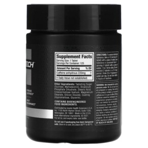 Thành phần vi chất của MuscleTech Platinum 100% Caffeine 220 mg 125 Tablets 631656609394