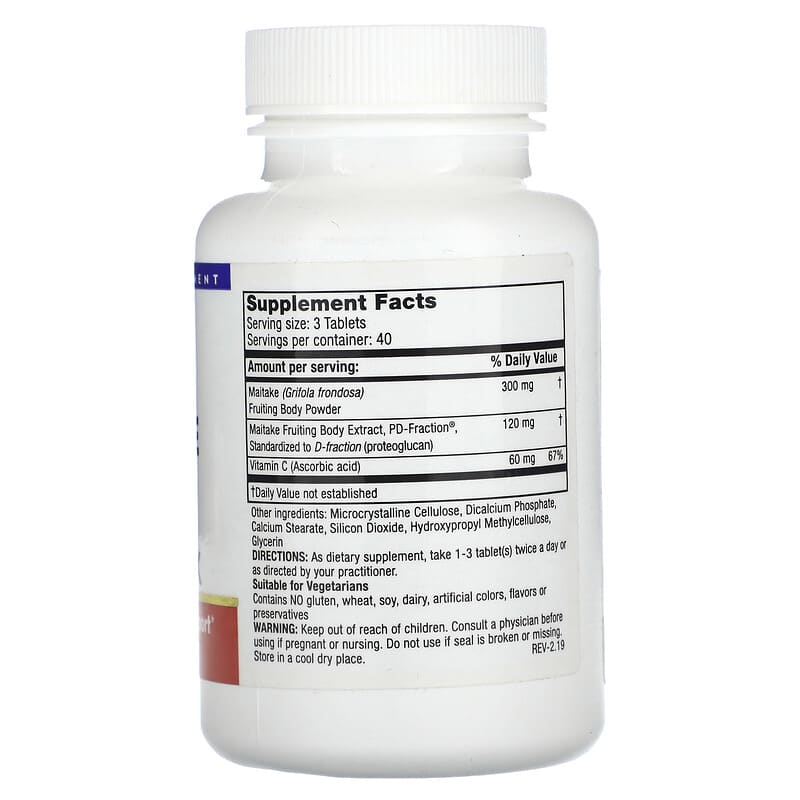 Mushroom Wisdom Maitake D-Fraction Pro 4X 120 Vegetarian Tablets 2 Thành phần vi chất của Mushroom Wisdom Maitake D-Fraction Pro 4X 120 Vegetarian Tablets 791014107228