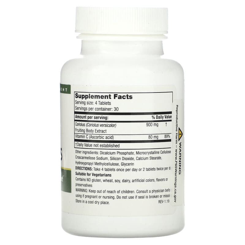 Mushroom Wisdom Super Coriolus 120 Vegetarian Tablets 2 Thành phần vi chất của Mushroom Wisdom Super Coriolus 120 Vegetarian Tablets 791014109055