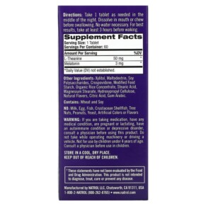 Thành phần vi chất của Natrol 3 A.M. Melatonin Sleep Lavender Vanilla 60 Tablets 047469078195