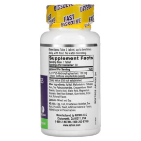 Thành phần vi chất của Natrol 5-HTP Fast Dissolve Extra Strength Wild Berry 100 mg 30 Tablets 047469060442