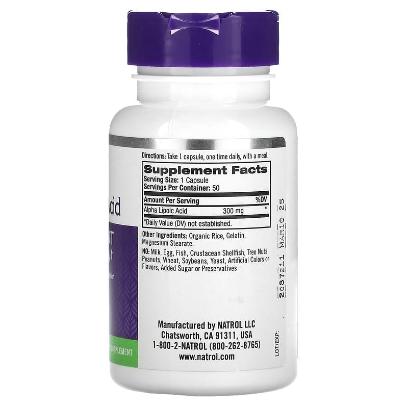 Natrol Alpha Lipoic Acid 300 mg 50 Capsules 2 Thành phần vi chất của Natrol Alpha Lipoic Acid 300 mg 50 Capsules 047469003128
