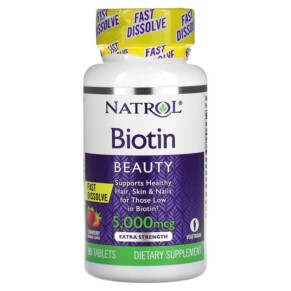 Thực phẩm chức năng Natrol Biotin Fast Dissolve Extra Strength Strawberry 5.000 mcg 90 Tablets 047469063238