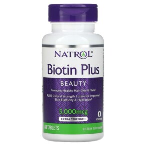 Thực phẩm chức năng Natrol Biotin Plus Extra Strength 5.000 mcg 60 Tablets 047469071417