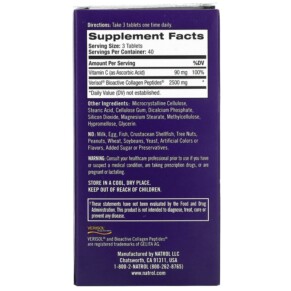 Thành phần vi chất của Natrol Collagen Skin Renewal 120 Tablets 047469073725