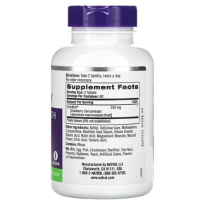 Thành phần vi chất của Natrol Cranberry Fast Dissolve Cranberry 125 mg 120 Tablets 047469063306