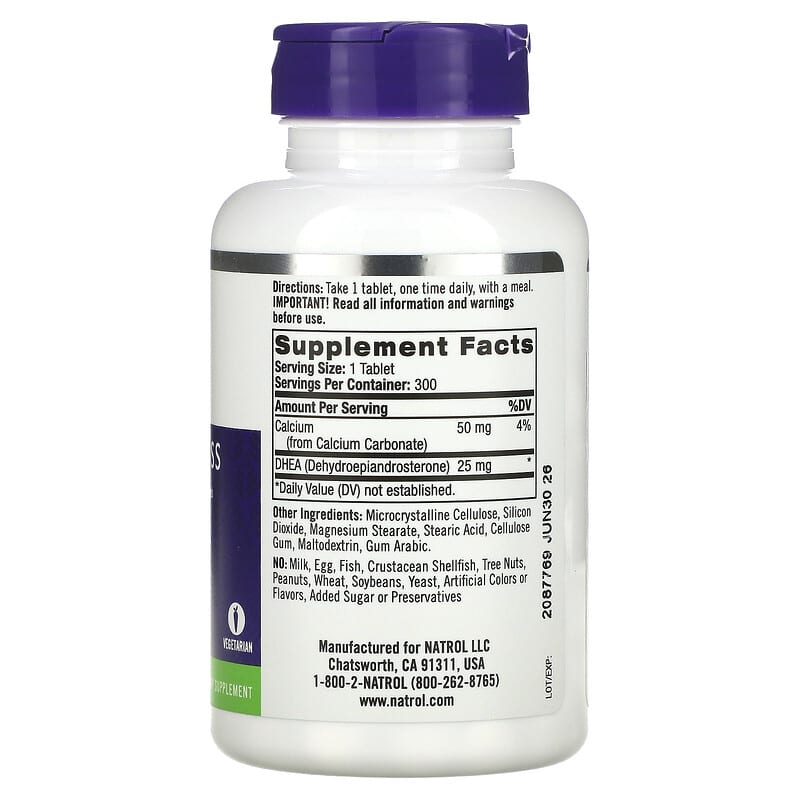Natrol DHEA 25 mg 300 Tablets 2 Thành phần vi chất của Natrol DHEA 25 mg 300 Tablets 047469161071
