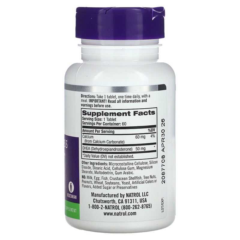 Natrol DHEA 50 mg 60 Tablets 2 Thành phần vi chất của Natrol DHEA 50 mg 60 Tablets 047469161064