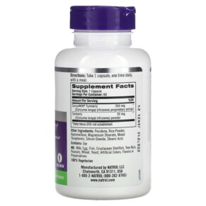 Thành phần vi chất của Natrol Extra Strength Turmeric Advanced 60 Capsules 047469071462