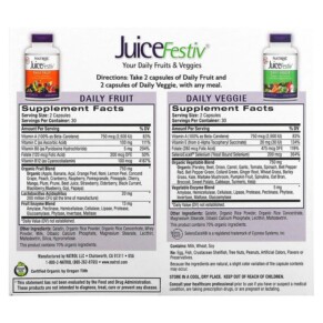 Thành phần vi chất của Natrol JuiceFestiv 2 Bottles 60 Capsules Each 047469053031
