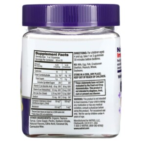Thành phần vi chất của Natrol Kids Sleep + Immune Health Berry 50 Gummies 047469077822