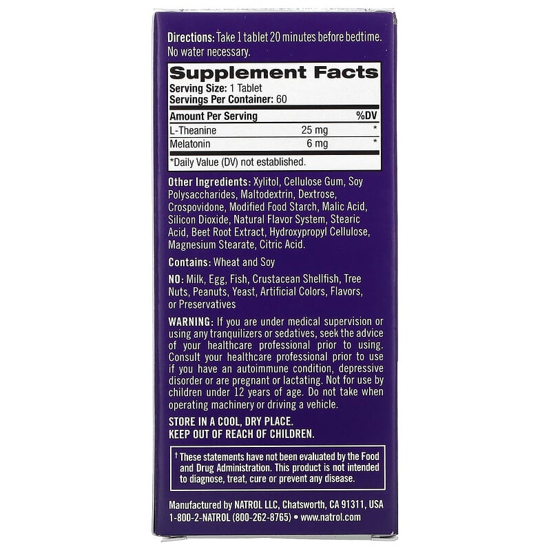 Natrol Melatonin Calm Sleep Fast Dissolve Strawberry 60 Tablets 2 Thành phần vi chất của Natrol Melatonin Calm Sleep Fast Dissolve Strawberry 60 Tablets 047469060466