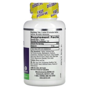 Thành phần vi chất của Natrol Melatonin Fast Dissolve Extra Strength Strawberry 5 mg 150 Tablets 047469071448