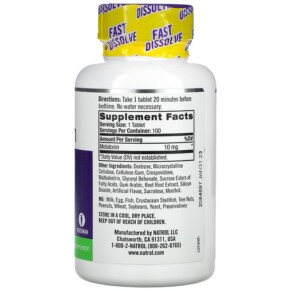 Thành phần vi chất của Natrol Melatonin Fast Dissolve Maximum Strength Strawberry 10 mg 100 Tablets 047469071509