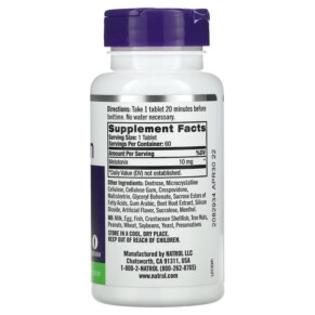 Thành phần vi chất của Natrol Melatonin Fast Dissolve Maximum Strength Strawberry 10 mg 60 Tablets 047469062118