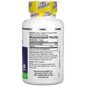 Thành phần vi chất của Natrol Melatonin Fast Dissolve Strawberry 3 mg 150 Tablets 047469072810