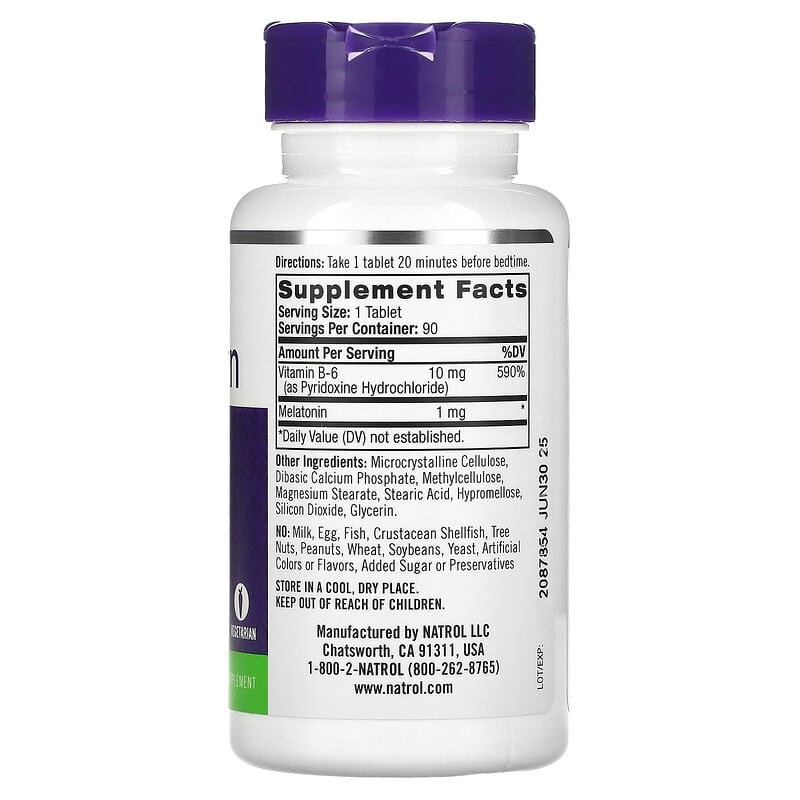 Natrol Melatonin Time Release 1 mg 90 Tablets 2 Thành phần vi chất của Natrol Melatonin Time Release 1 mg 90 Tablets 047469004675