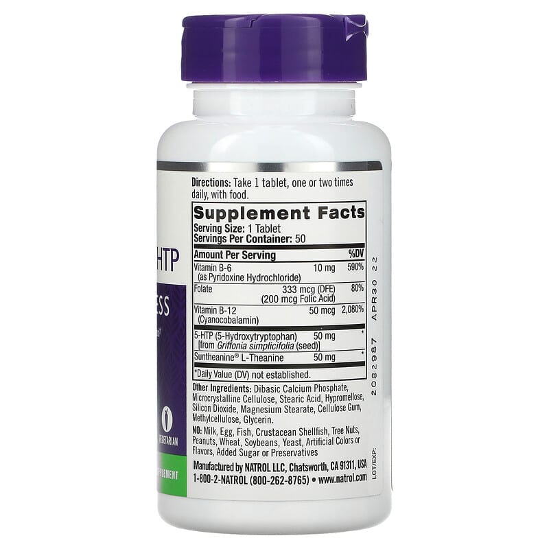 Natrol Mood Positive 5-HTP 50 Tablets 2 Thành phần vi chất của Natrol Mood Positive 5-HTP 50 Tablets 047469052331