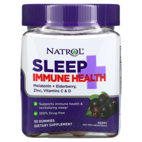Thực phẩm chức năng Natrol Sleep + Immune Health Berry 50 Gummies 047469077808