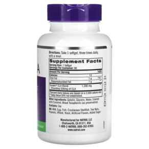 Thành phần vi chất của Natrol Tonalin CLA 1.200 mg 90 Softgels 047469008642