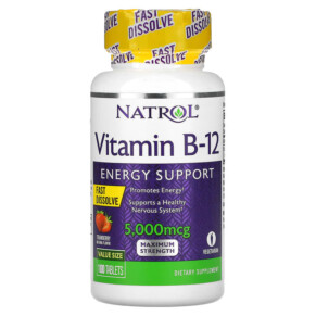 Thực phẩm chức năng Natrol Vitamin B-12 Fast Dissolve Maximum Strength Strawberry 5.000 mcg 100 Tablets 047469066727