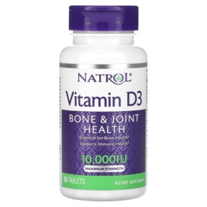 Thực phẩm chức năng Natrol Vitamin D3 Bone & Joint Health Maximum Strength 10.000 IU 60 Tablets 047469060145